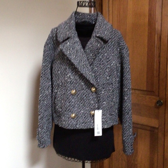 ZARA CROPPED TEXTURED BLAZER, Small, New with Tags - Picture 12 of 13